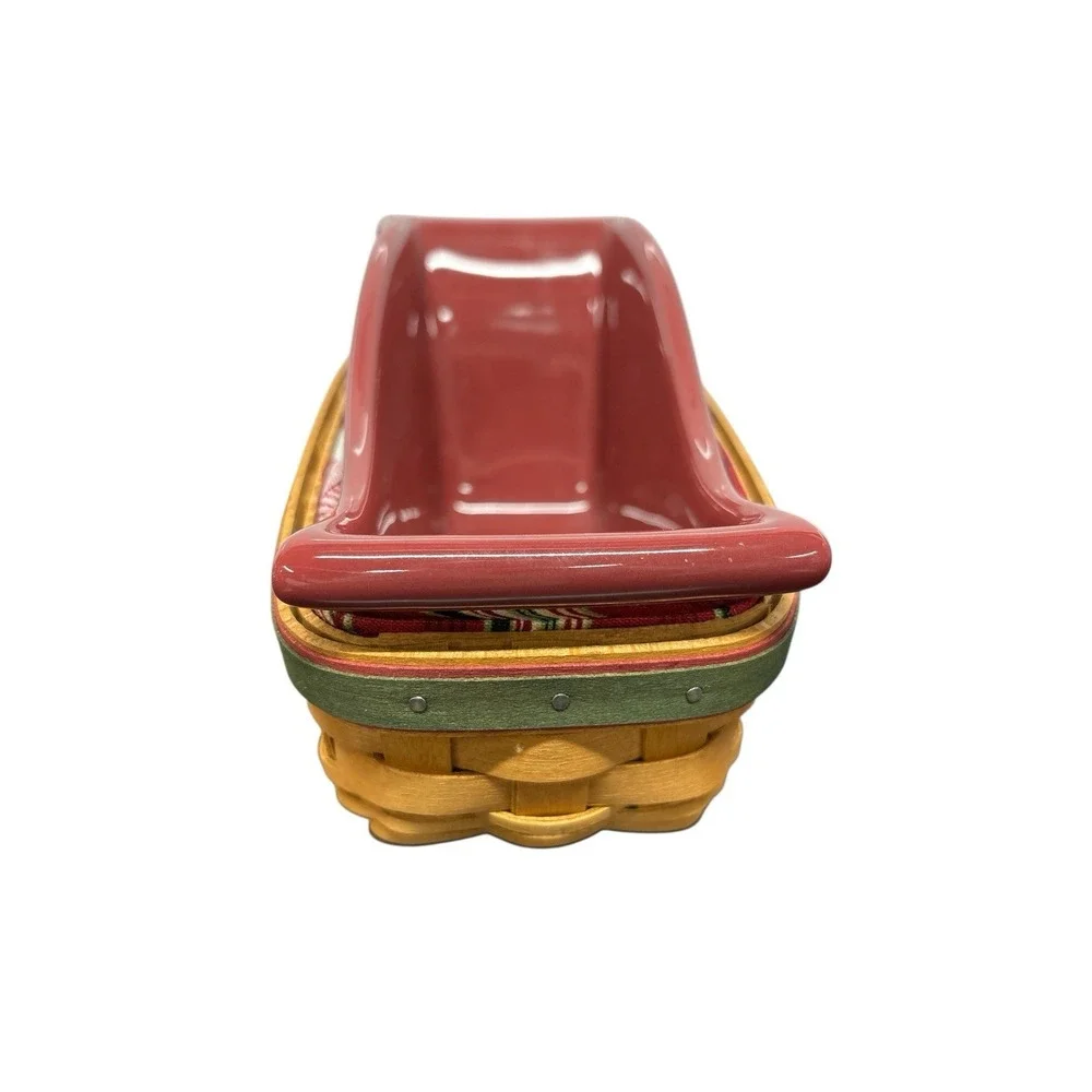 Longaberger Holiday Helper Sleigh Basket #71440 w/Bowl‎ & Liners RARE